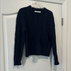 WYETH - wool blend - Classic Navy Cable Knit Sweater